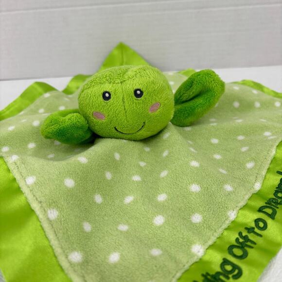 Russ Dibbles Frog Lovey Plush Green Polka Dot Padding Off Dreamland Satin Back - Picture 3 of 8